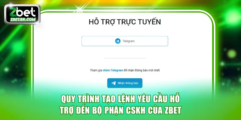 Quy trình tạo lệnh yêu cầu hỗ trợ đến bộ phận CSKH của ZBET